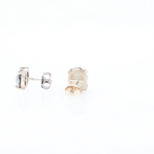 Gold Quartz Cabochon Stud Earrings