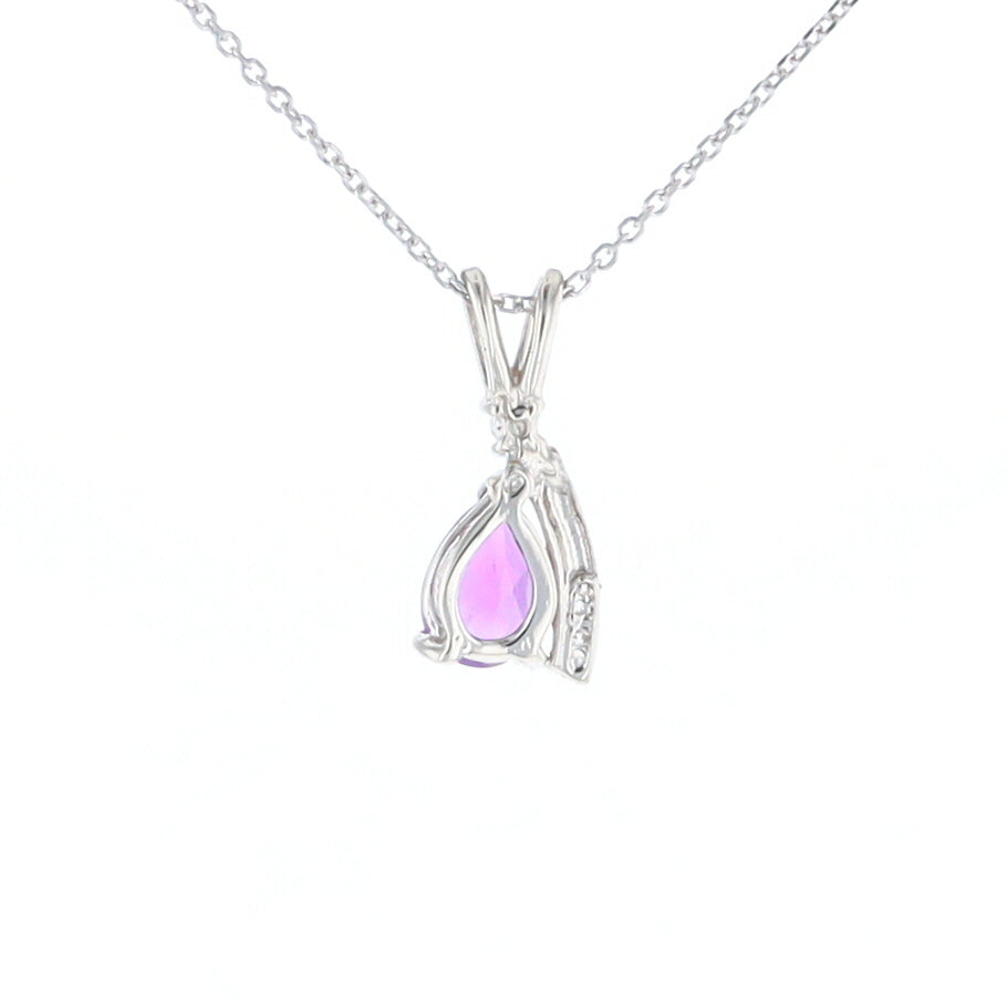Amethyst Pear Ribbon Necklace