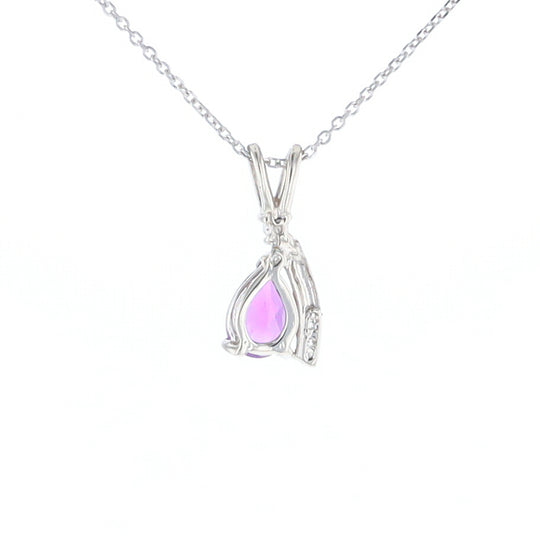 Amethyst Pear Ribbon Necklace