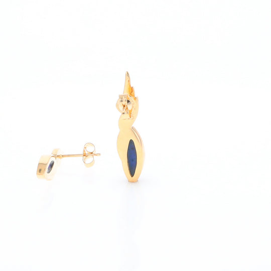 Marquise Lapis Swirl Design Inlaid Earrings