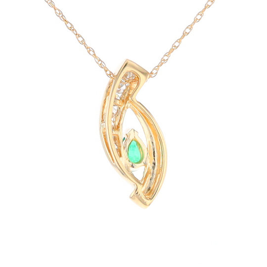 Pear Shaped Emerald Ribbon Pendant