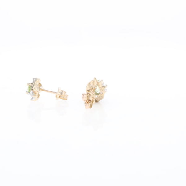 Bypass Peridot and Diamond Stud Earrings