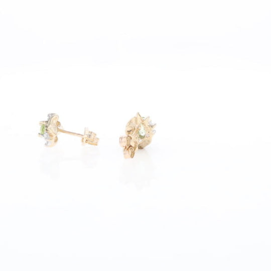 Bypass Peridot and Diamond Stud Earrings