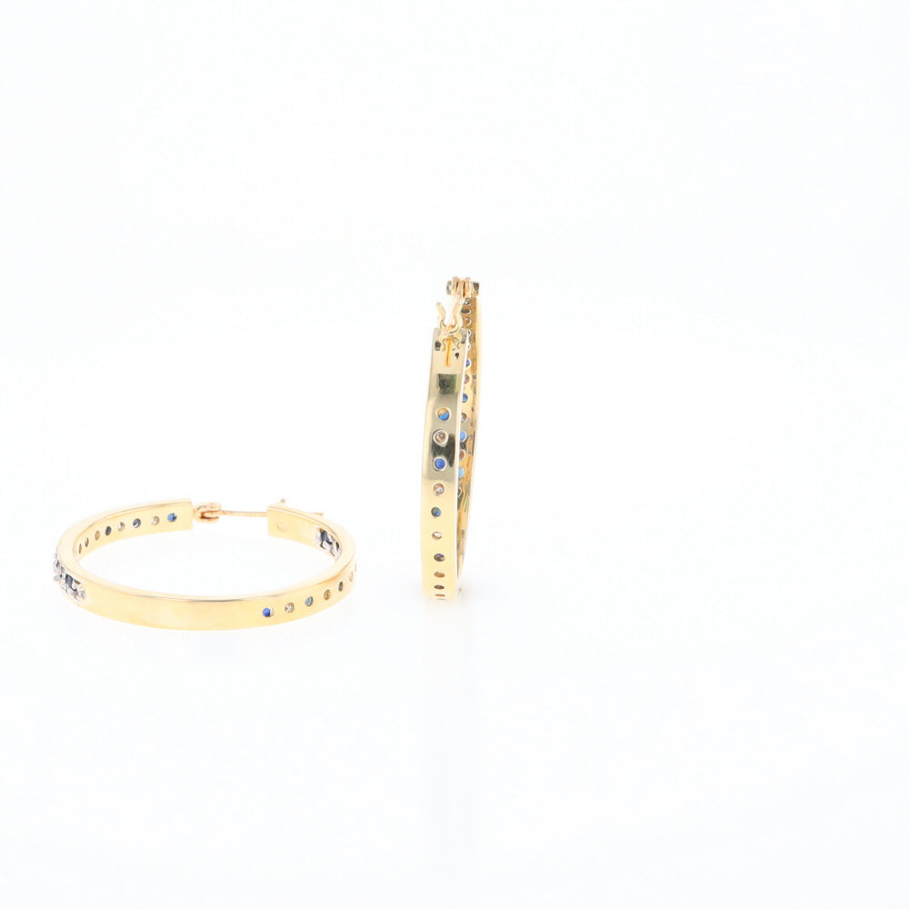 Sapphire & Diamond Hoop Earrings