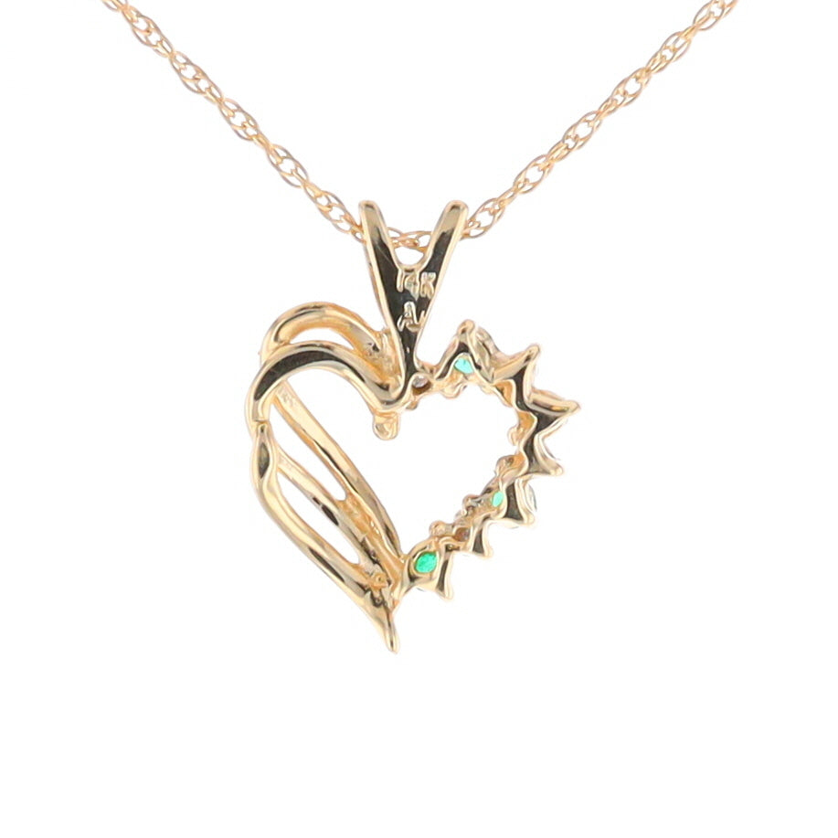 Open Heart Emerald and Diamond Pendant