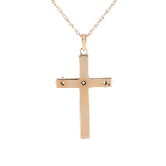 Vintage Incised Diamond Cross Pendant