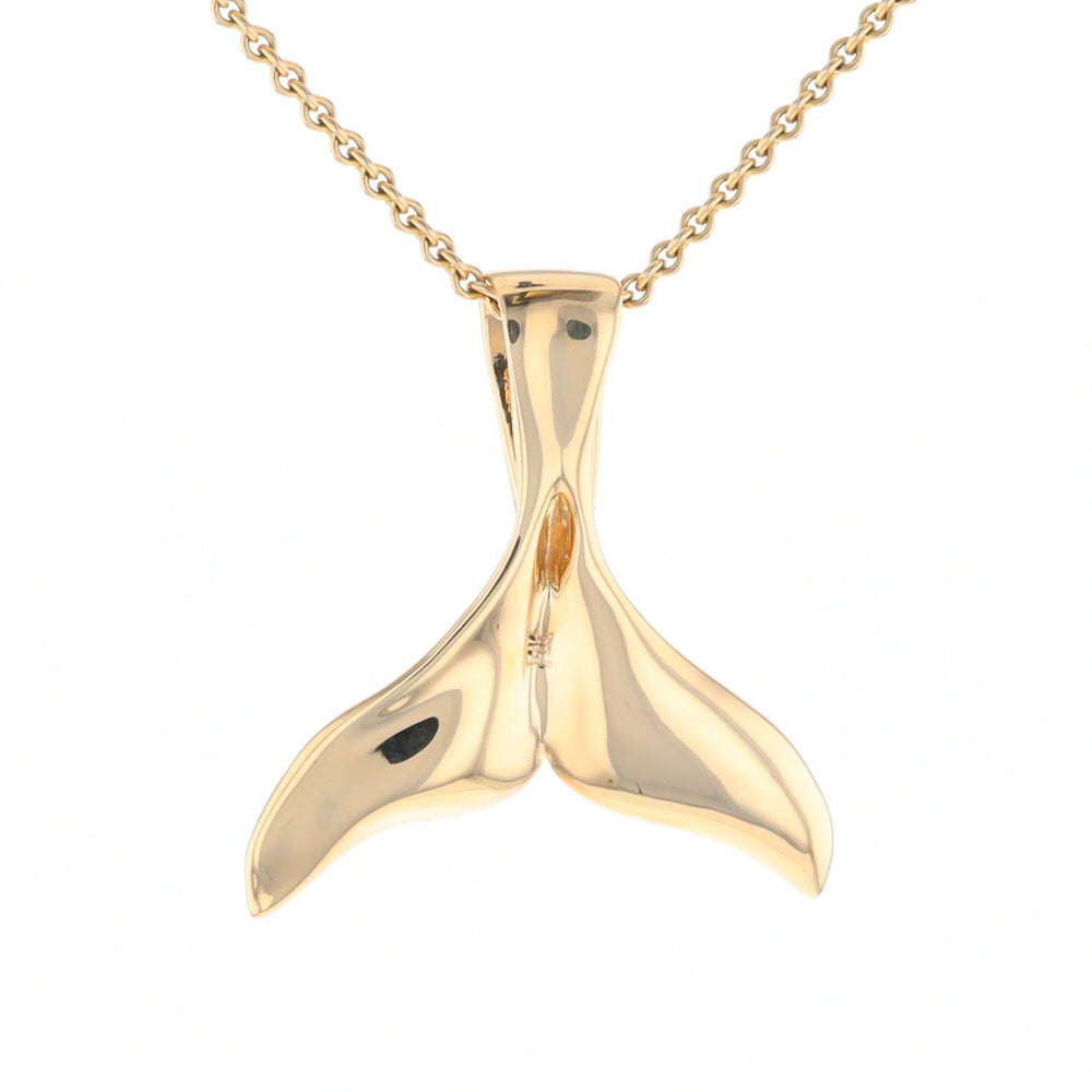 Whale Tail Natural Gold Quartz Single Side Inlaid Pendant