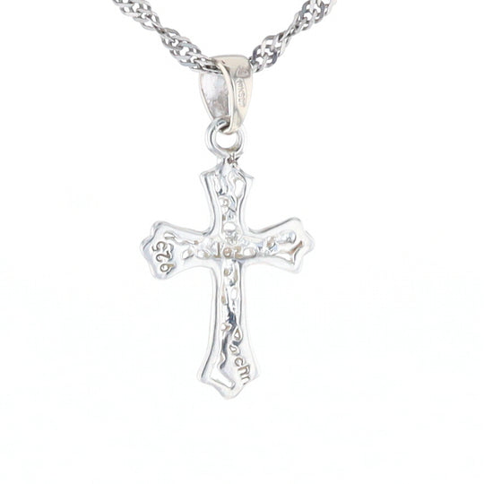 Sterling Silver Flower Cross Pendant