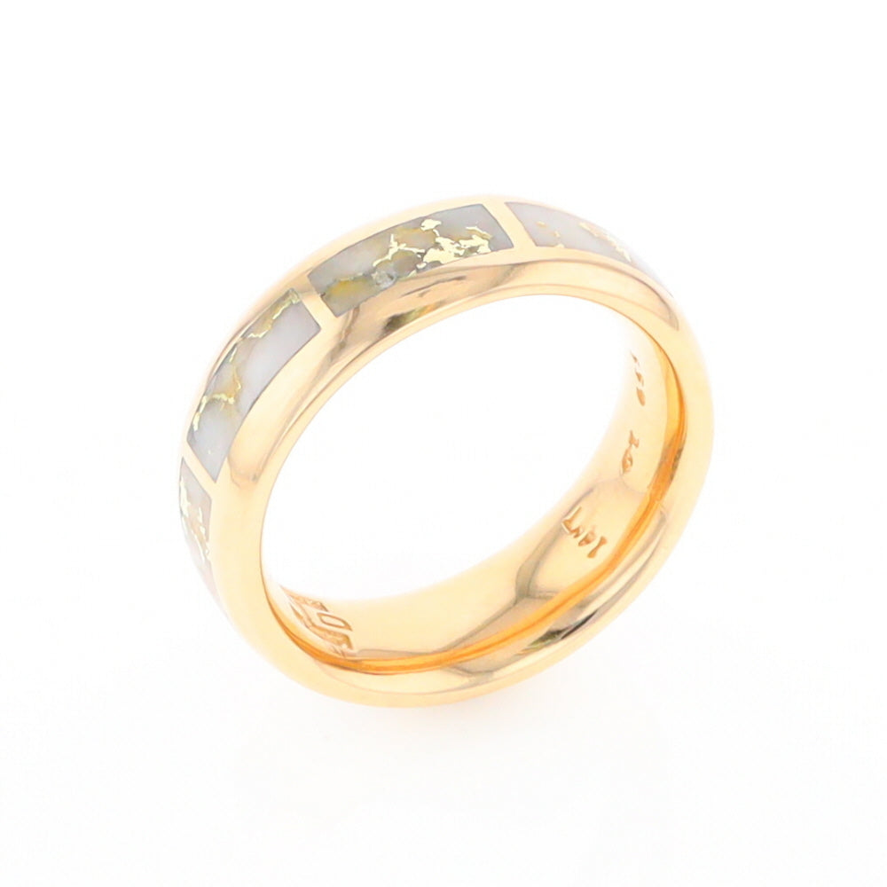 Gold Quartz Ring 8 Rectangle Section Inlaid Eternity Band