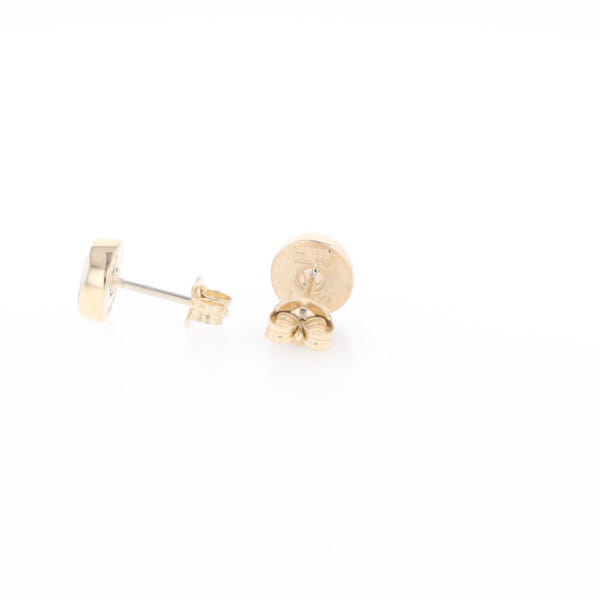 Gold Quartz Earrings Round Inlaid Studs