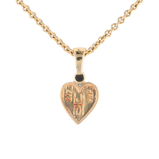 Gold Quartz Necklace Heart Inlaid Design Pendant with .02ct Diamond