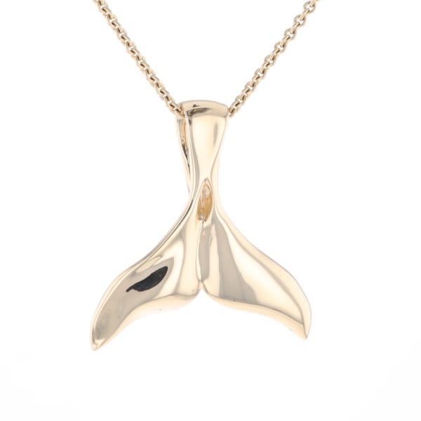 Whale Tail Natural Gold Quartz Single Side Inlaid Pendant