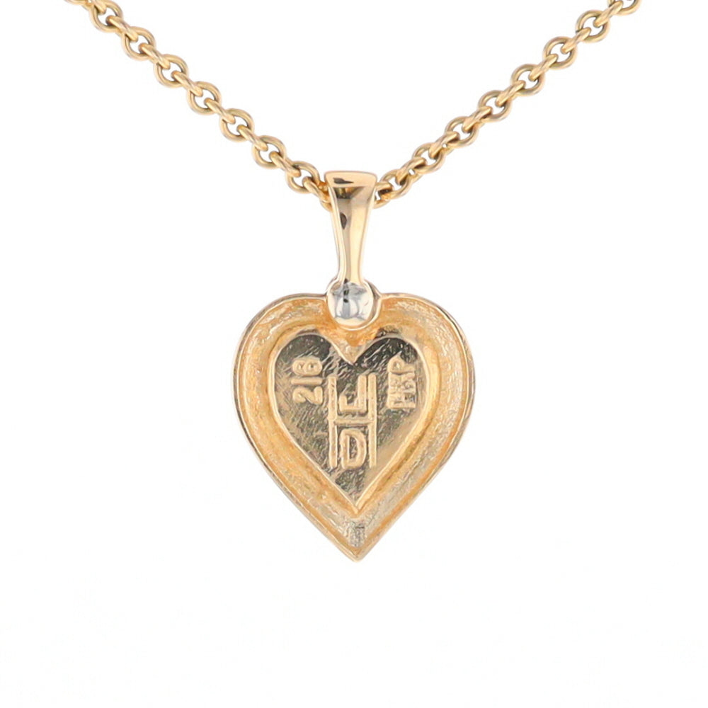 Gold Quartz Heart Shape Inlaid Pendant with .02ct Diamond