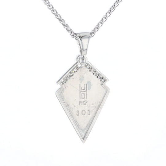 Sleeping Beauty Turquoise Kite Shaped Inlaid Pendant with 0.19ctw Diamonds