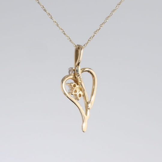 Round Opal & Diamond Heart Necklace