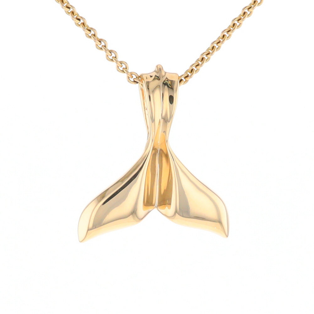 Whale Tail Necklaces Gold Quartz Double Sided Inlaid Sea Life Pendant