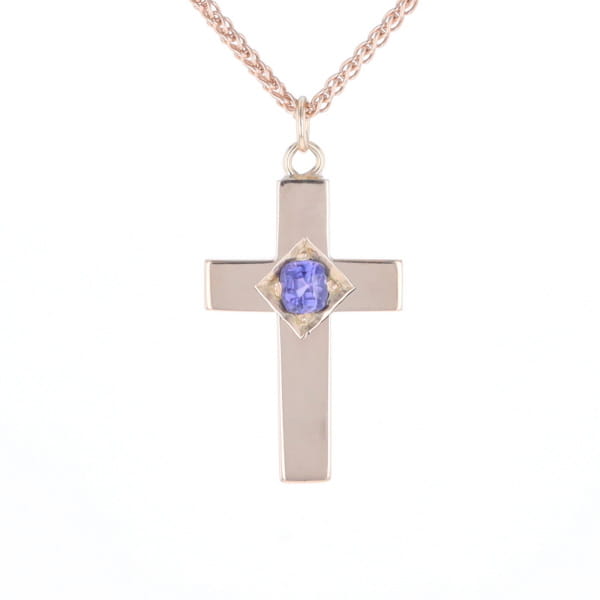Cross Pendant with Purple Sapphire