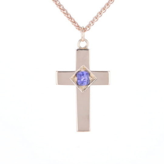 Cross Pendant with Purple Sapphire