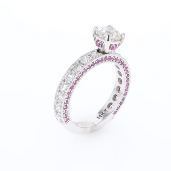 Diamond and Pink Sapphire Engagement Ring