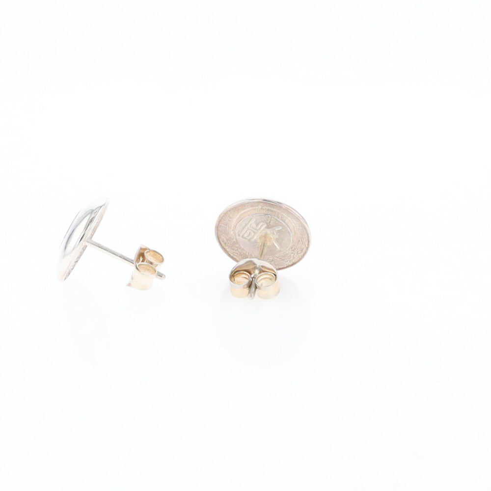 Sterling Silver Gold Quartz Inlaid Circle Stud Earrings - G3