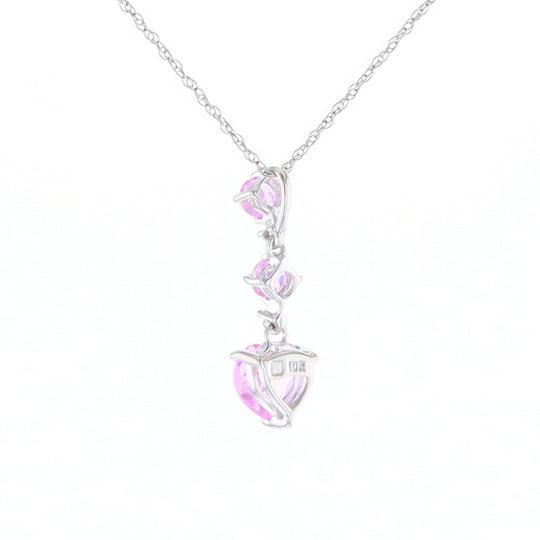 Synthetic Pink Sapphire Dangle Heart Necklace