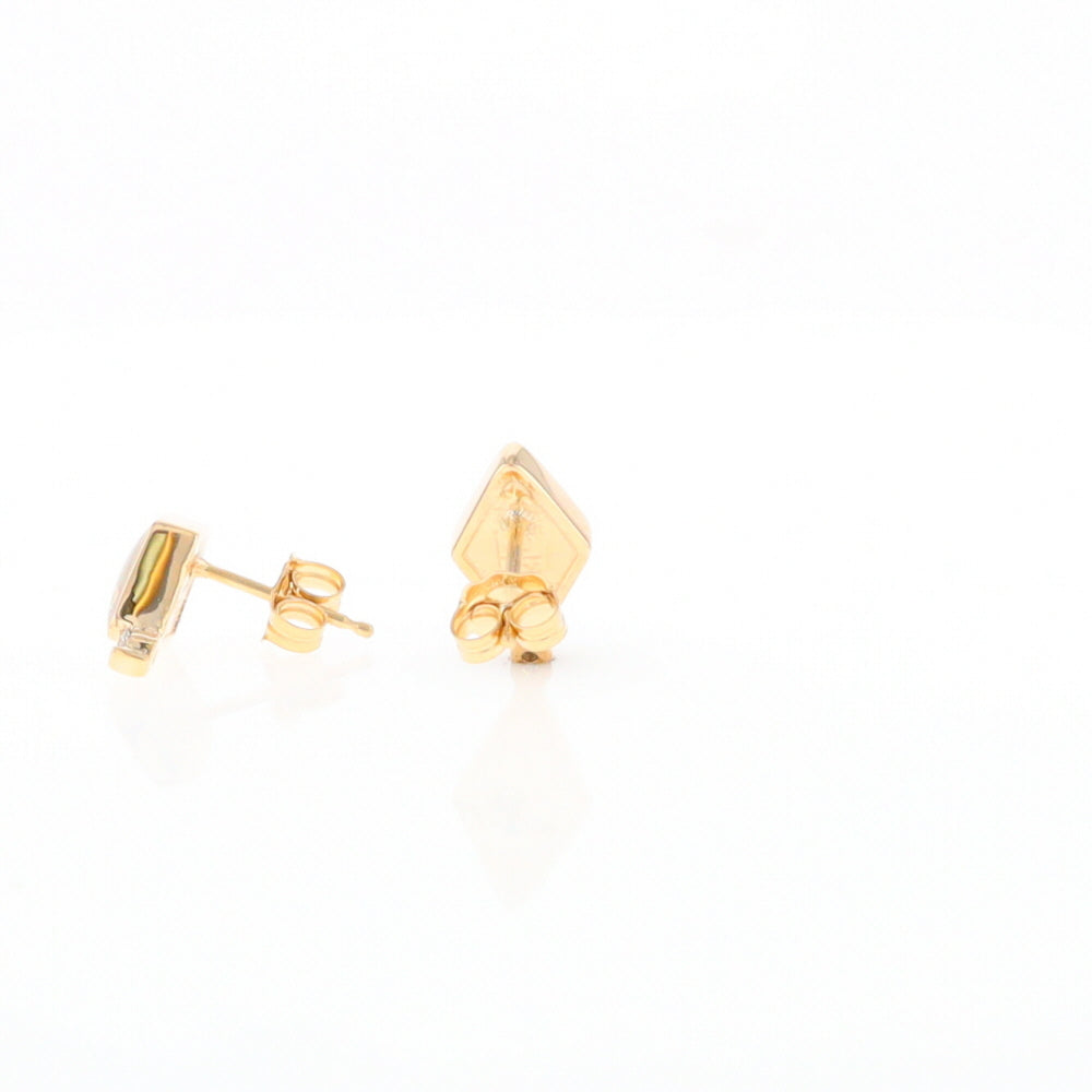 Diamond-Shaped Gold Quartz Inlaid Earrings - G2