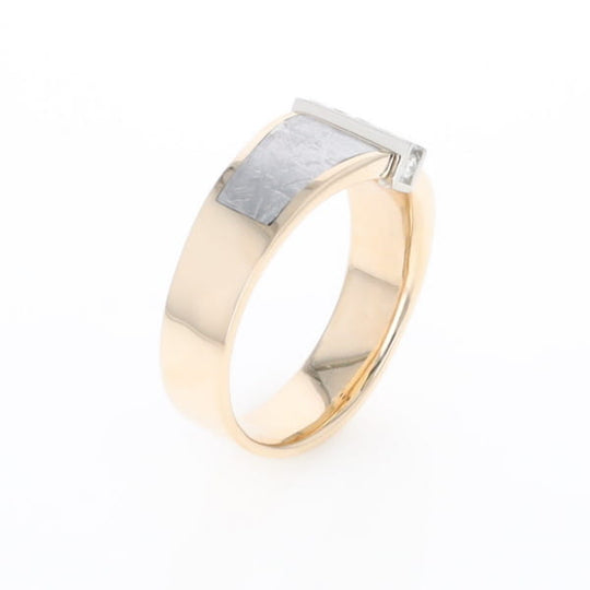 Meteorite Ring Double Sided Inlaid with .19ctw Round Diamonds