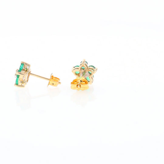 Emerald Flower Stud Earrings