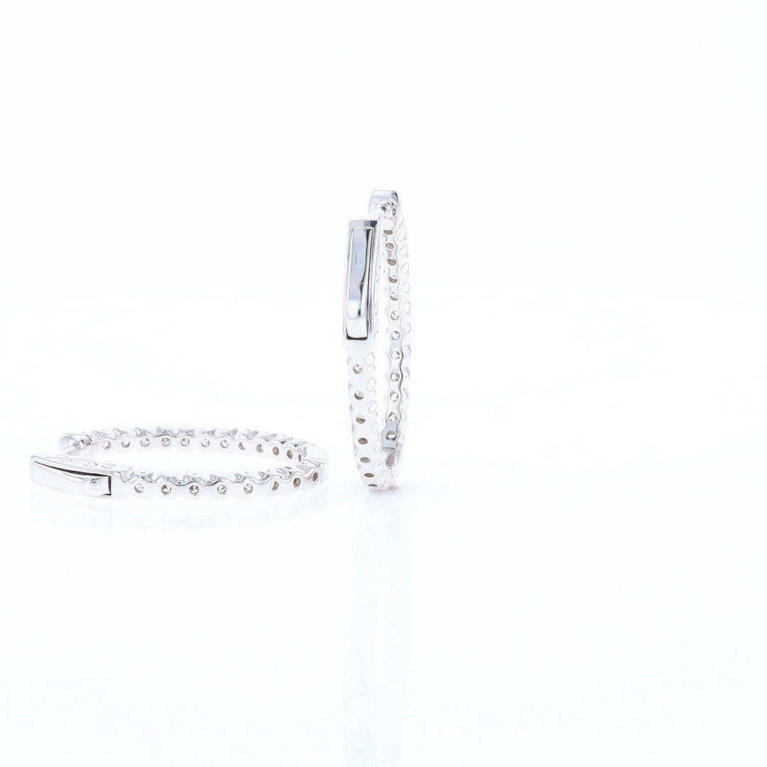 Oval Diamond Hoops Earrings