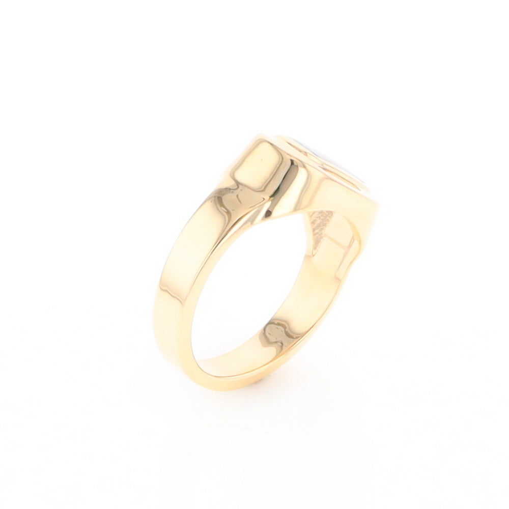 Gold Quartz Ring Oval Inlaid Design - G2