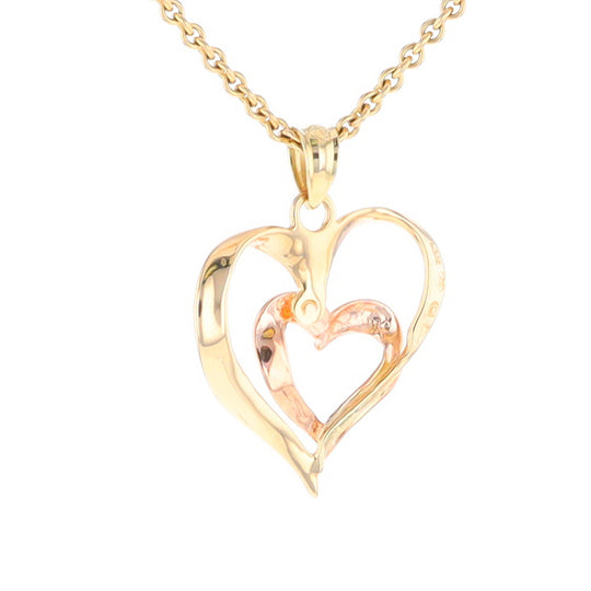 Two-Tone Double Heart Pendant