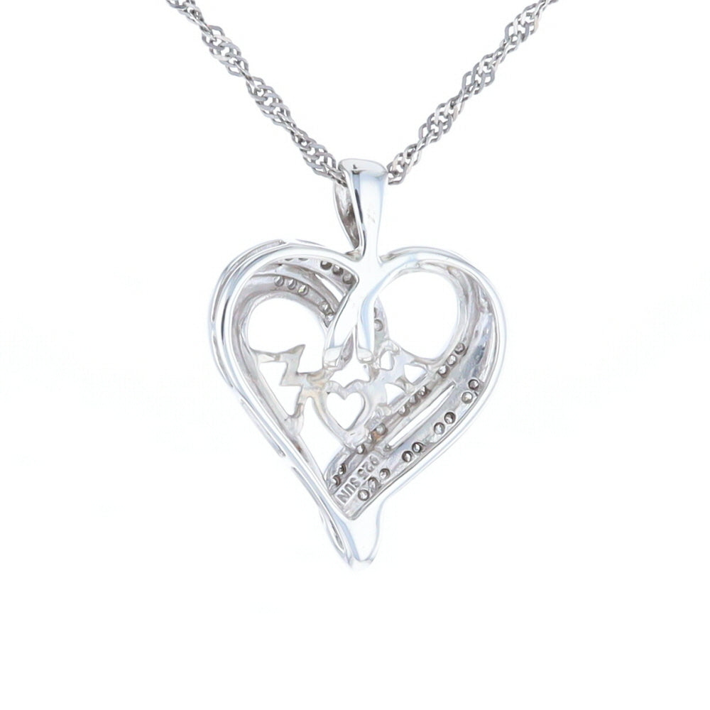 "MOM" Diamond Heart Pendant