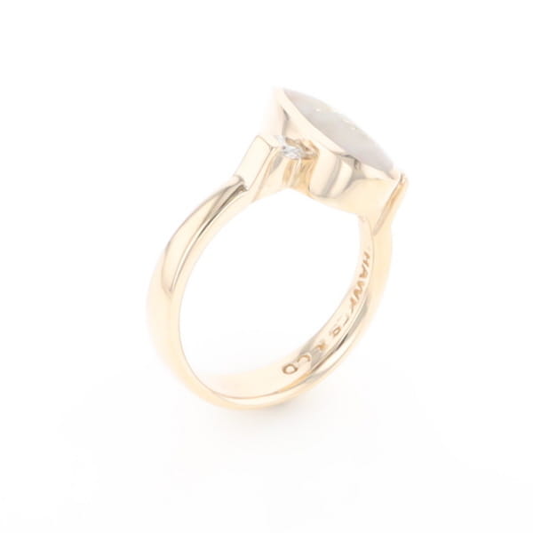 Gold Quartz Ring Pear Shape Inlaid with .18ctw Round Diamonds