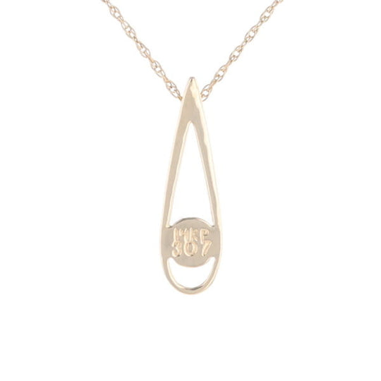 Open Teardrop Round Gold Quartz Inlaid Pendant