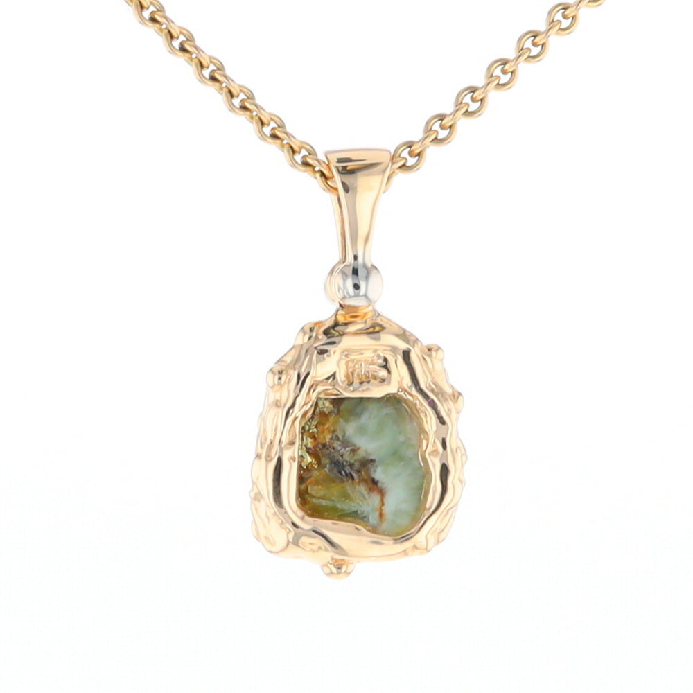 Serpentine & Gold Quartz Freeform Pendant