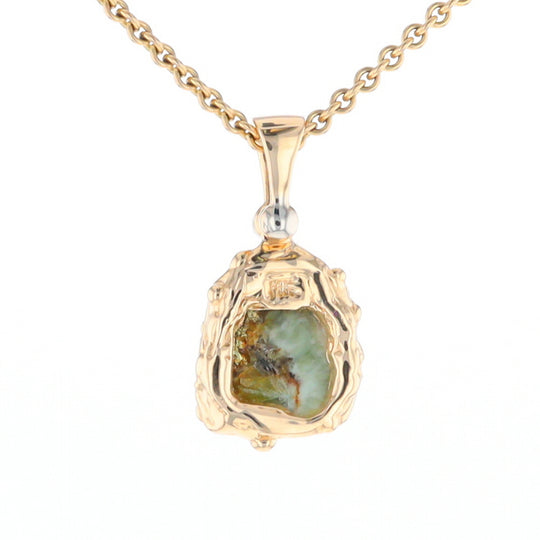 Serpentine & Gold Quartz Freeform Pendant