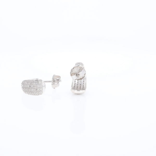 Diamond Half Hoop Stud Earrings
