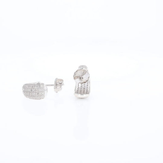Diamond Half Hoop Stud Earrings