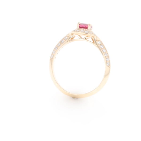 Peaked Halo Pink Tourmaline & Diamond Engagement Ring