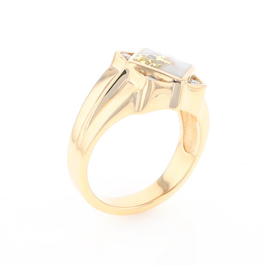 Gold Quartz Mens Ring with Diamond Accents