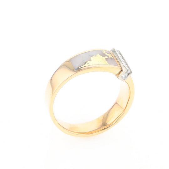 Gold Quartz Ring Double Sided Inlaid with .19ctw Round Diamonds