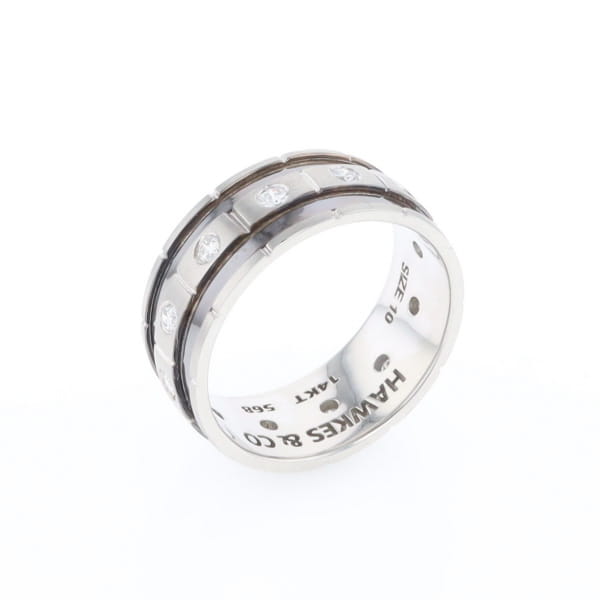 Contemporary Men's Comfort Fit Wedding Band With Diamonds