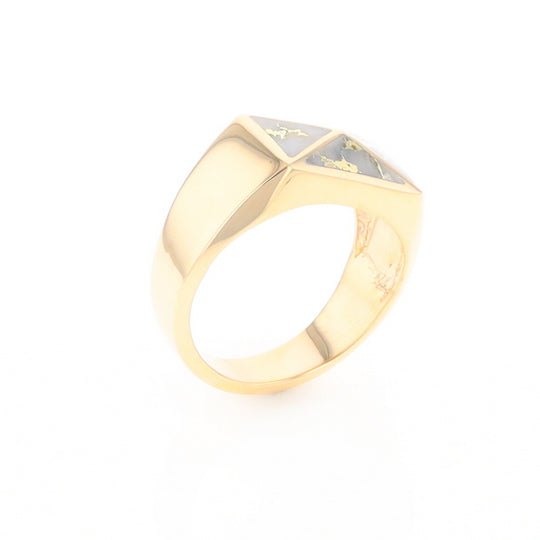 Four Section Gold Quartz Inlaid Men's Ring G2