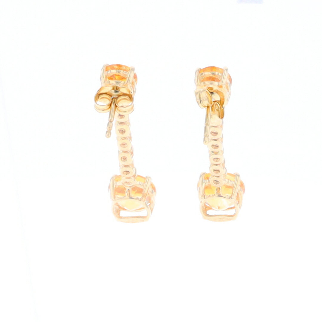 Citrine and Diamond Dangle Drop Earrings