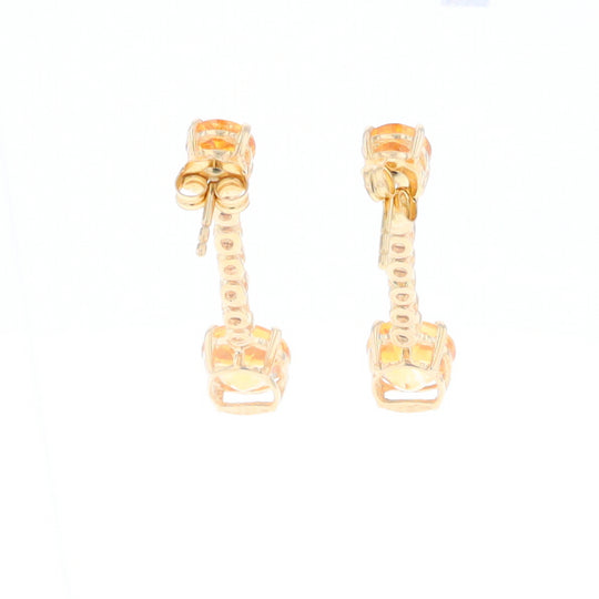 Citrine and Diamond Dangle Drop Earrings