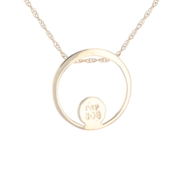 Gold Quartz Pendant Open Circle Design Round Inlay Pendant