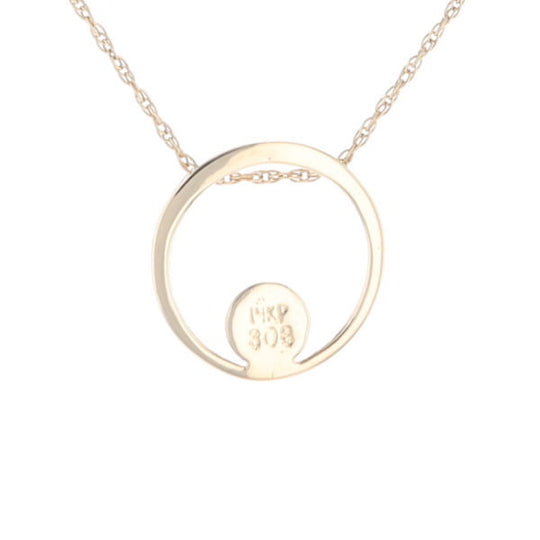 Gold Quartz Pendant Open Circle Design Round Inlay Pendant