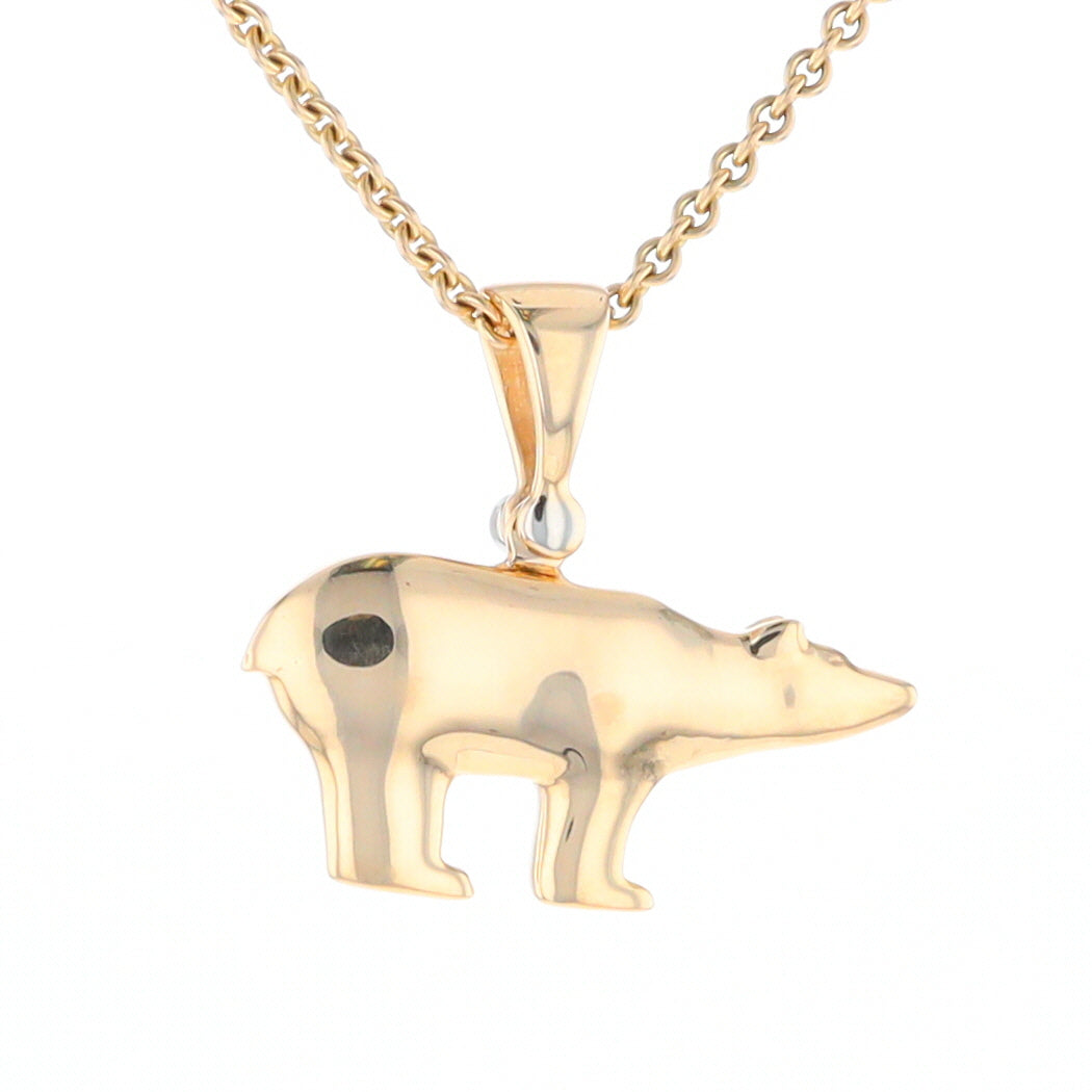 Gold Quartz Inlaid Polar Bear Pendant