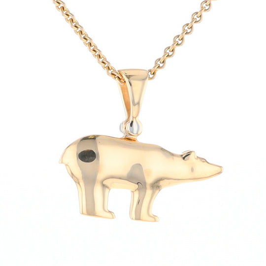 Gold Quartz Inlaid Polar Bear Pendant