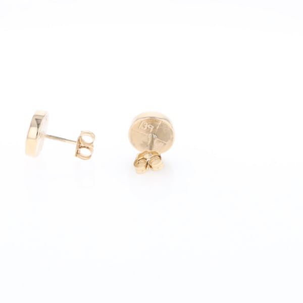 Gold Quartz Earrings 9mm Round Inlaid Studs - G2